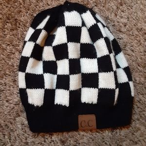 checkered beanie